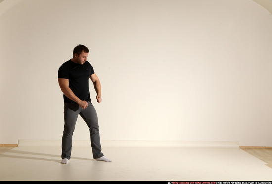 Man Adult Muscular White Throwing Moving poses Casual