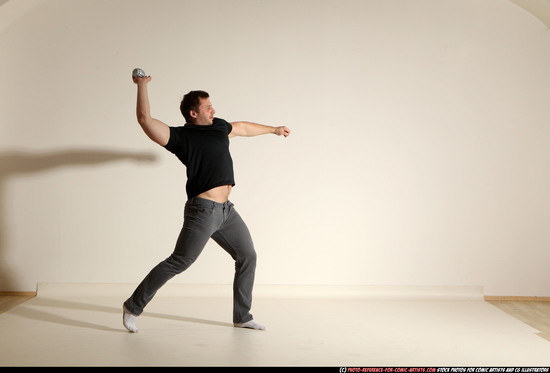 Man Adult Muscular White Throwing Moving poses Casual