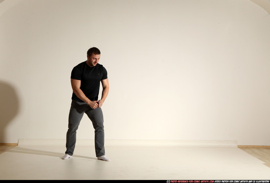 Man Adult Muscular White Throwing Moving poses Casual