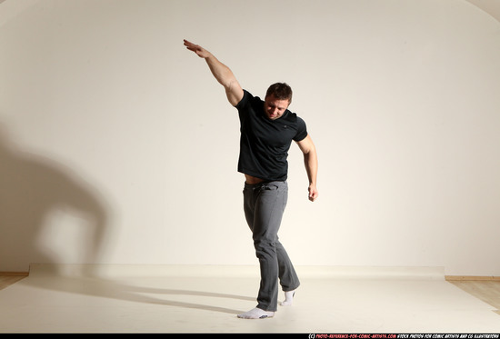 Man Adult Muscular White Throwing Moving poses Casual