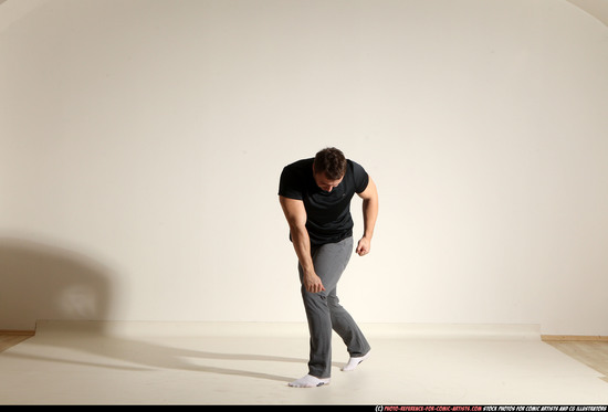 Man Adult Muscular White Throwing Moving poses Casual