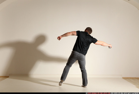 Man Adult Muscular White Throwing Moving poses Casual