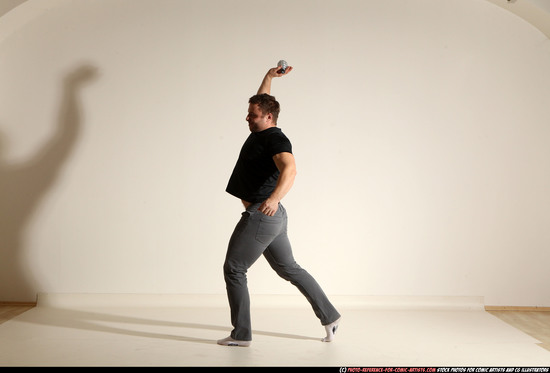 Man Adult Muscular White Throwing Moving poses Casual