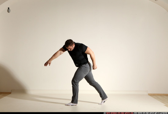 Man Adult Muscular White Throwing Moving poses Casual