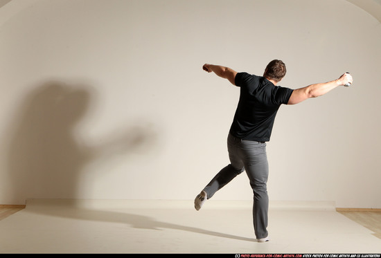 Man Adult Muscular White Throwing Moving poses Casual