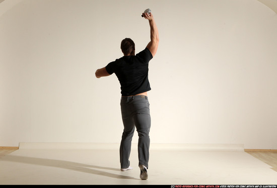 Man Adult Muscular White Throwing Moving poses Casual