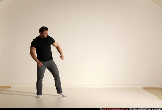 Man Adult Muscular White Throwing Moving poses Casual