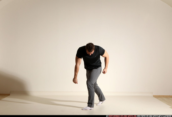 Man Adult Muscular White Throwing Moving poses Casual