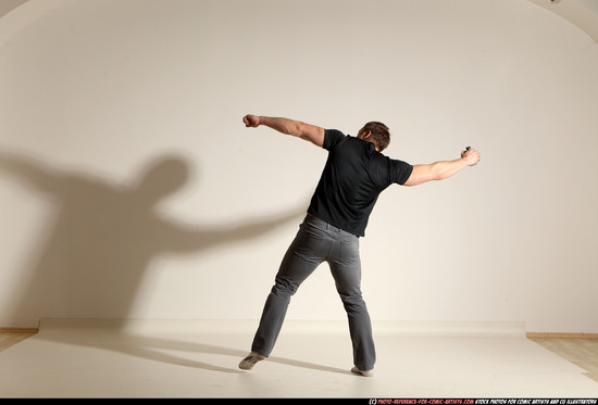 Man Adult Muscular White Throwing Moving poses Casual