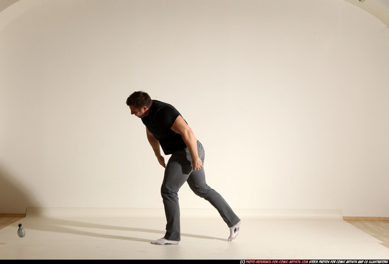 Man Adult Muscular White Throwing Moving poses Casual