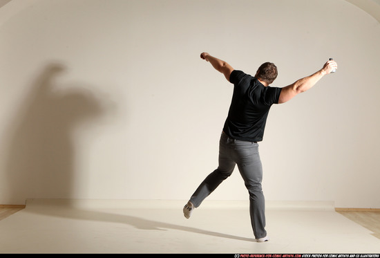 Man Adult Muscular White Throwing Moving poses Casual