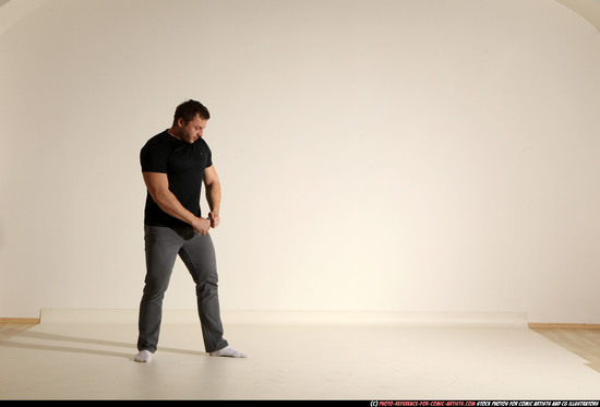 Man Adult Muscular White Throwing Moving poses Casual