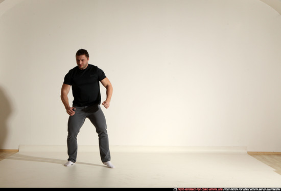 Man Adult Muscular White Throwing Moving poses Casual