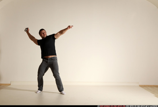 Man Adult Muscular White Throwing Moving poses Casual