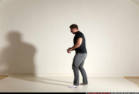 Man Adult Muscular White Throwing Moving poses Casual