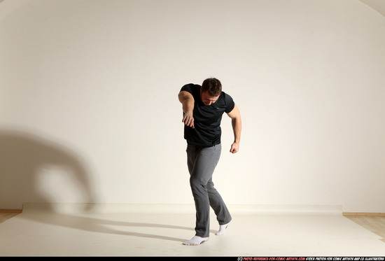 Man Adult Muscular White Throwing Moving poses Casual