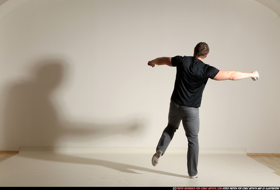 Man Adult Muscular White Throwing Moving poses Casual