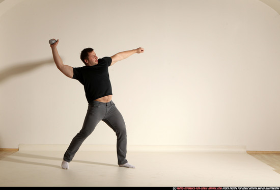 Man Adult Muscular White Throwing Moving poses Casual