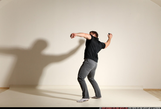 Man Adult Muscular White Throwing Moving poses Casual