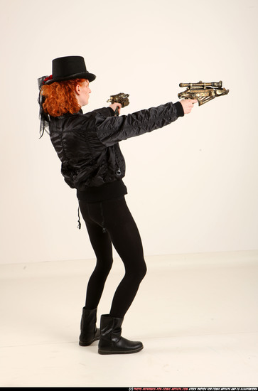 Woman Adult Athletic White Fighting with gun Standing poses Casual