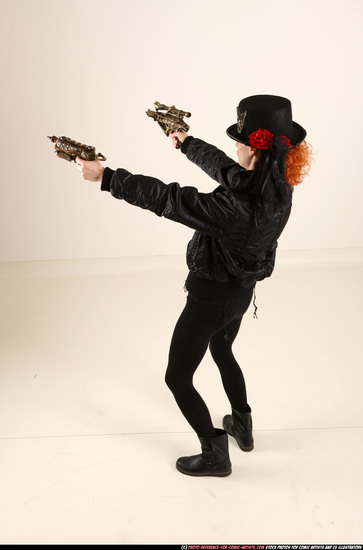 Woman Adult Athletic White Fighting with gun Standing poses Casual