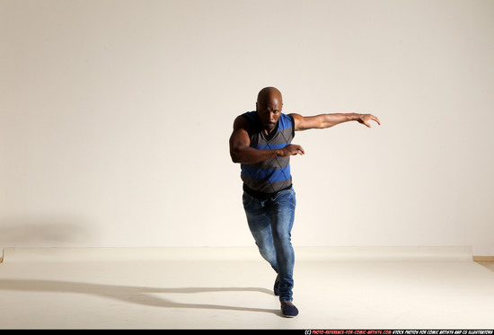 Man Adult Athletic Black Moving poses Casual Dance