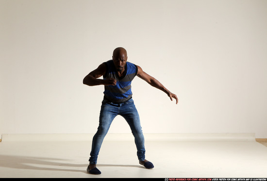 Man Adult Athletic Black Moving poses Casual Dance