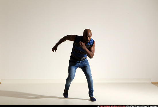 Man Adult Athletic Black Moving poses Casual Dance