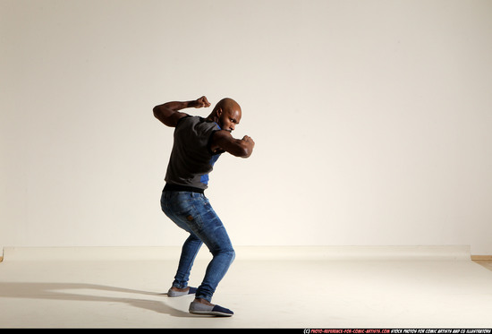 Man Adult Athletic Black Moving poses Casual Dance