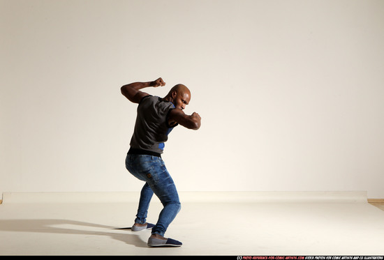 Man Adult Athletic Black Moving poses Casual Dance