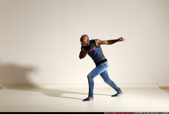 Man Adult Athletic Black Moving poses Casual Dance