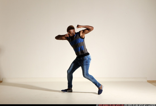 Man Adult Athletic Black Moving poses Casual Dance