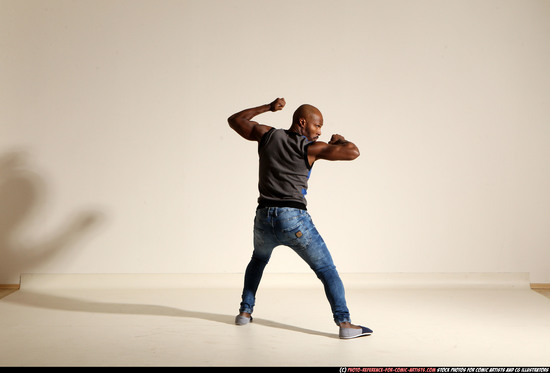 Man Adult Athletic Black Moving poses Casual Dance