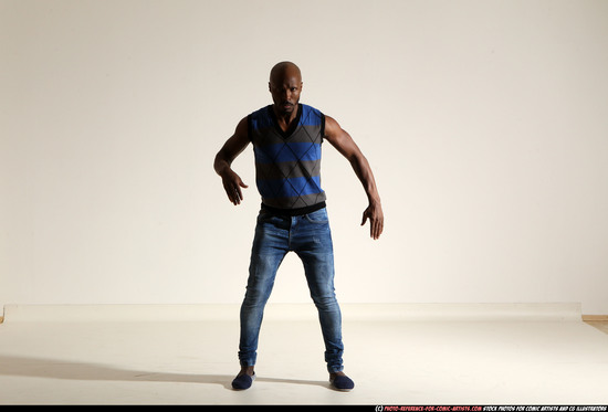 Man Adult Athletic Black Moving poses Casual Dance