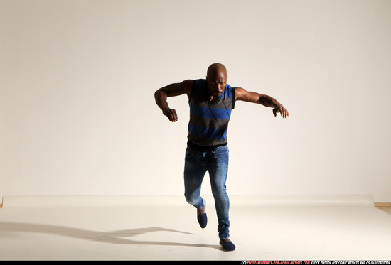 Man Adult Athletic Black Moving poses Casual Dance