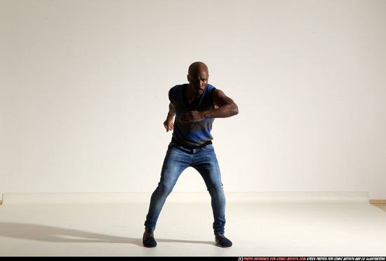 Man Adult Athletic Black Moving poses Casual Dance