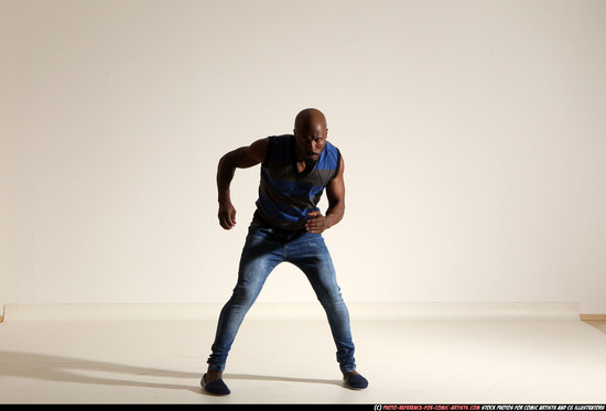 Man Adult Athletic Black Moving poses Casual Dance