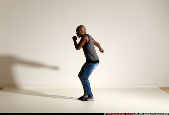 Man Adult Athletic Black Moving poses Casual Dance