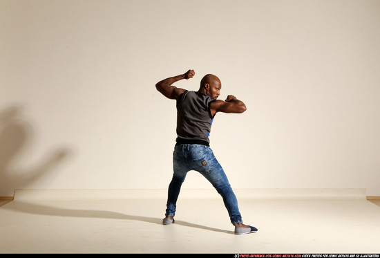 Man Adult Athletic Black Moving poses Casual Dance