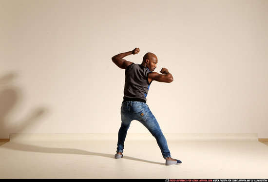 Man Adult Athletic Black Moving poses Casual Dance