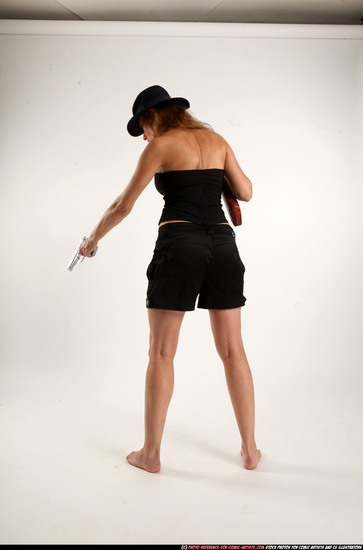 Woman Adult Athletic White Fighting with submachine gun Standing poses Casual