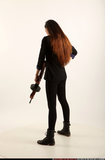 Woman Adult Athletic White Fighting with submachine gun Standing poses Casual