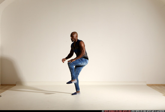 Man Adult Athletic Black Moving poses Casual Dance