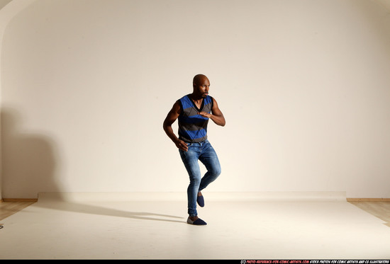 Man Adult Athletic Black Moving poses Casual Dance