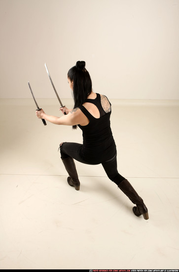 Woman Adult Athletic White Fighting with sword Standing poses Casual