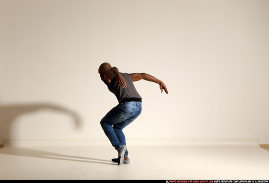 Man Adult Athletic Black Moving poses Casual Dance