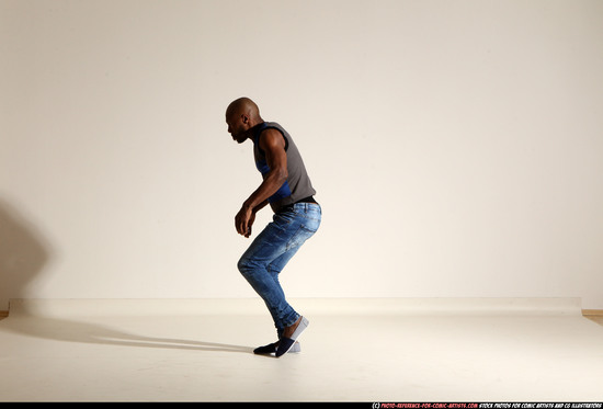 Man Adult Athletic Black Moving poses Casual Dance