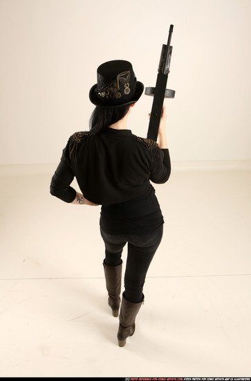 Woman Adult Athletic White Fighting with submachine gun Standing poses Casual