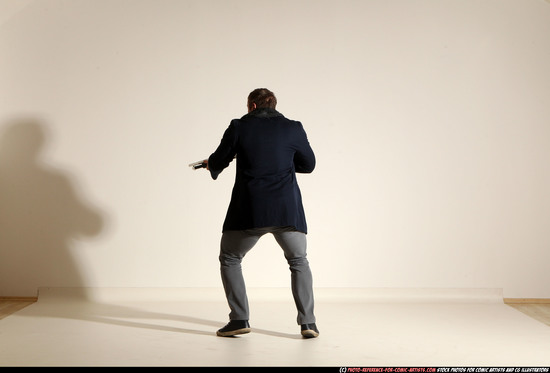 Man Adult Muscular White Moving poses Casual Fighting with shotgun