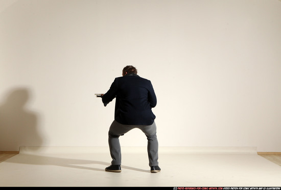 Man Adult Muscular White Moving poses Casual Fighting with shotgun